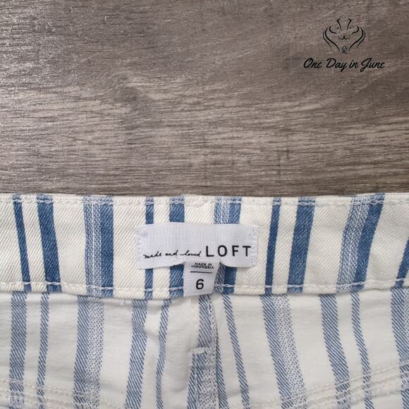 Loft Striped Denim Skirt Size 6 - Picture 2 of 5